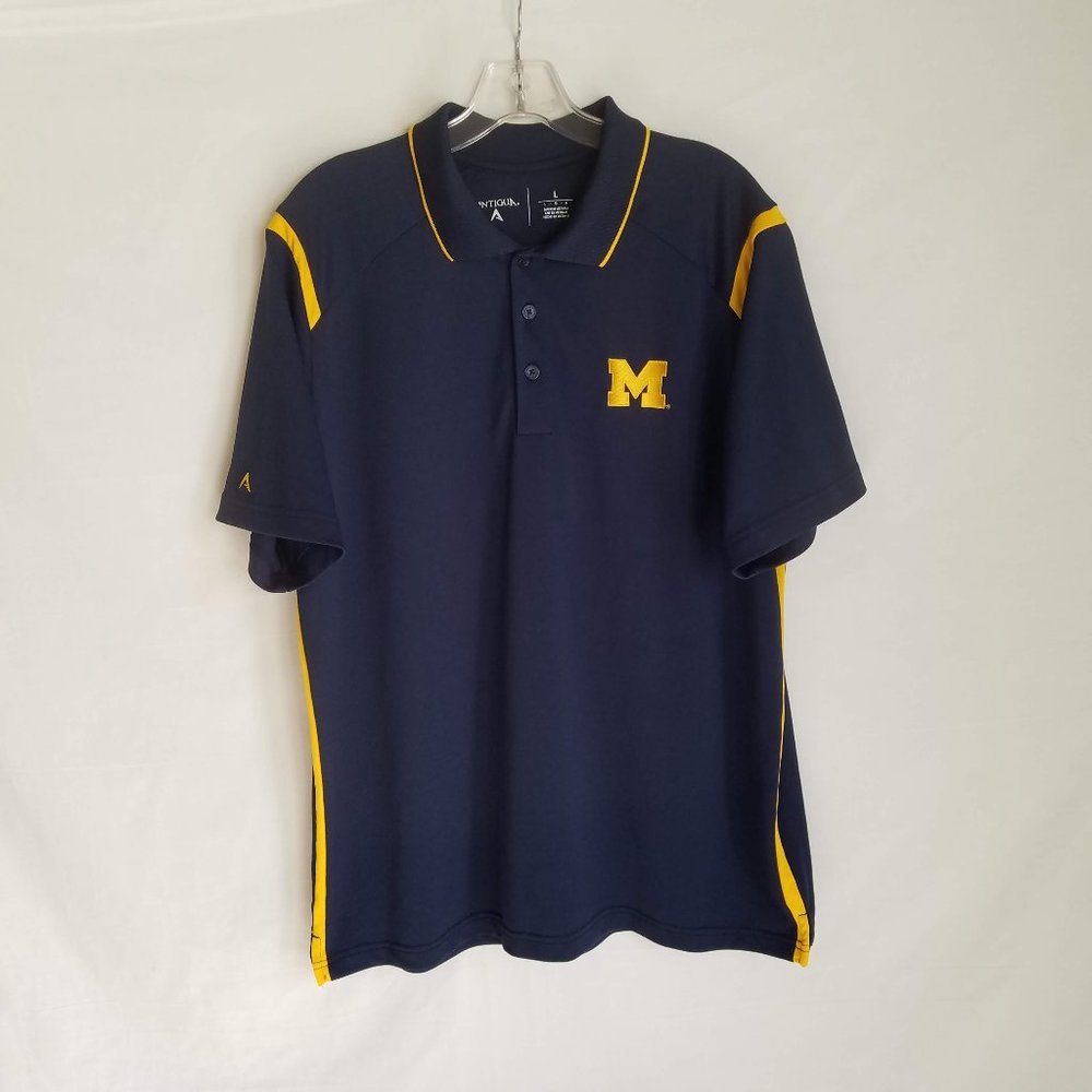 Michigan Wolverines Antigua Golf Polo Short Sleeve Shirt Mens Large